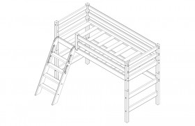 Кровать Соня вариант 6 полувысокая с наклонной лестницей Белый полупрозрачный в Таре - tara.katalogmebeli.com | фото 4