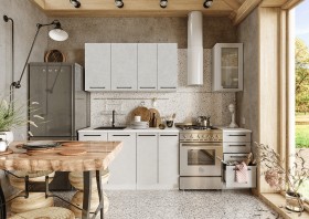 Кухонный гарнитур Нувель 1800мм белый/бетон белый в Таре - tara.katalogmebeli.com | фото