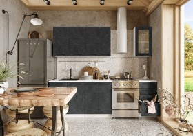 Кухонный гарнитур Нувель 1800мм белый/бетон черный в Таре - tara.katalogmebeli.com | фото