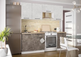 Кухонный гарнитур Нувель 2100мм белый/бетон коричневый в Таре - tara.katalogmebeli.com | фото