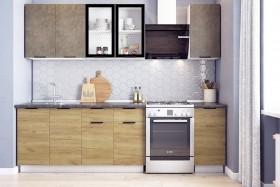 Кухонный гарнитур Стоун 2.0 (белый/камень темно-серый/акация светлая) в Таре - tara.katalogmebeli.com | фото