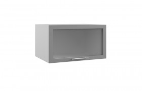Квадро ГВПГС 800 шкаф верхний горизонтальный глубокий со стеклом высокий (Железо/корпус Серый) в Таре - tara.katalogmebeli.com | фото