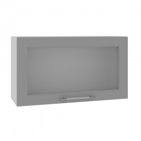 Квадро ВПГС 800 шкаф верхний горизонтальный со стеклом высокий (Лунный свет/корпус Серый) в Таре - tara.katalogmebeli.com | фото