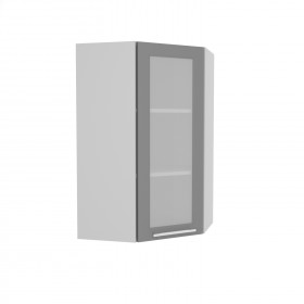 Квадро ВПУС 550 шкаф верхний угловой со стеклом высокий (Железо/корпус Серый) в Таре - tara.katalogmebeli.com | фото