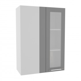 Квадро ВПУС 650 шкаф верхний угловой со стеклом высокий (Железо/корпус Серый) в Таре - tara.katalogmebeli.com | фото