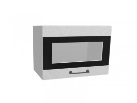 Лофт ПГСФ 500 шкаф верхний горизонтальный со стеклом и фотопечатью (Штукатурка белая/корпус Серый) в Таре - tara.katalogmebeli.com | фото