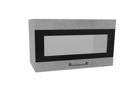 Лофт ПГСФ 600 шкаф верхний горизонтальный со стеклом и фотопечатью (Бетон светлый/корпус Серый) в Таре - tara.katalogmebeli.com | фото
