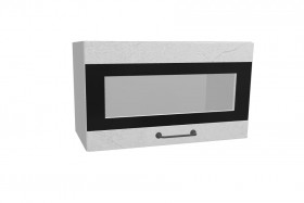 Лофт ПГСФ 600 шкаф верхний горизонтальный со стеклом и фотопечатью (Штукатурка белая/корпус Серый) в Таре - tara.katalogmebeli.com | фото