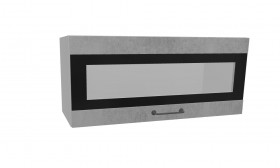 Лофт ПГСФ 800 шкаф верхний горизонтальный со стеклом и фотопечатью (Бетон светлый/корпус Серый) в Таре - tara.katalogmebeli.com | фото