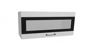 Лофт ПГСФ 800 шкаф верхний горизонтальный со стеклом и фотопечатью (Штукатурка белая/корпус Серый) в Таре - tara.katalogmebeli.com | фото