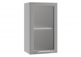 Лофт ПС 400 шкаф верхний со стеклом (Штукатурка белая/корпус Серый) в Таре - tara.katalogmebeli.com | фото