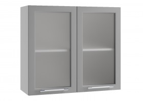 Лофт ПС 800 шкаф верхний со стеклом (Штукатурка белая/корпус Серый) в Таре - tara.katalogmebeli.com | фото