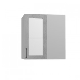 Лофт ПУС 650 шкаф верхний угловой со стеклом (Бетон светлый/корпус Серый) в Таре - tara.katalogmebeli.com | фото