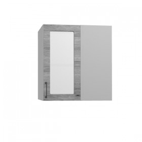 Лофт ПУС 650 шкаф верхний угловой со стеклом (Дуб майский/корпус Серый) в Таре - tara.katalogmebeli.com | фото