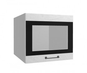 Лофт ВПГСФ 500 шкаф верхний горизонтальный со стеклом высокий с фотопечатью (Штукатурка белая/корпус Серый) в Таре - tara.katalogmebeli.com | фото