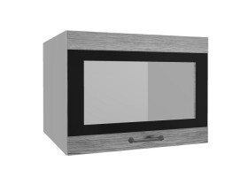 Лофт ВПГСФ 600 шкаф верхний горизонтальный со стеклом высокий с фотопечатью (Дуб майский/корпус Серый) в Таре - tara.katalogmebeli.com | фото