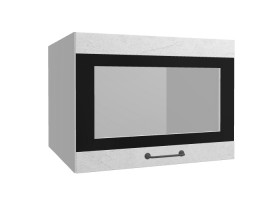 Лофт ВПГСФ 600 шкаф верхний горизонтальный со стеклом высокий с фотопечатью (Штукатурка белая/корпус Серый) в Таре - tara.katalogmebeli.com | фото