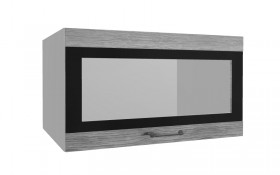 Лофт ВПГСФ 800 шкаф верхний горизонтальный со стеклом высокий с фотопечатью (Дуб майский/корпус Серый) в Таре - tara.katalogmebeli.com | фото