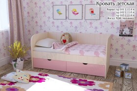 Мальвина Кровать детская 2 ящика 1.6 Розовыйй глянец в Таре - tara.katalogmebeli.com | фото