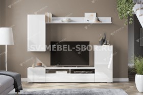 Мебель для гостиной МГС 4 (Белый/Белый глянец) в Таре - tara.katalogmebeli.com | фото 1