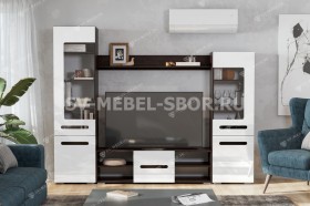 Мебель для гостиной МГС 6 (Исполнение 1/Венге/Белый глянец) в Таре - tara.katalogmebeli.com | фото 1