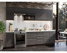 Модульная кухня Бруклин 2,8 м (Бетон черный/Венге) в Таре - tara.katalogmebeli.com | фото