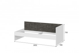 Модульная система "Анри" Кровать-диван (0,9х2,0) Белый Текстурный/Железный камень  в Таре - tara.katalogmebeli.com | фото 2