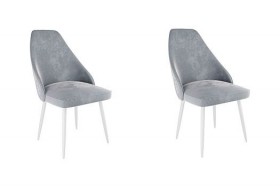 Набор стульев Милан 2 шт (серый велюр/белый) в Таре - tara.katalogmebeli.com | фото