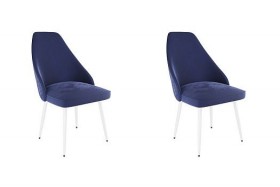 Набор стульев Милан 2 шт (синий велюр/белый) в Таре - tara.katalogmebeli.com | фото