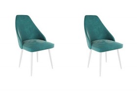 Набор стульев Милан 2 шт (зеленый велюр/белый) в Таре - tara.katalogmebeli.com | фото