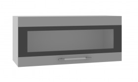 Олива ПГСФ 800 Шкаф верхний горизонтальный со стеклом с фотопечатью (Снег глянец/корпус Серый) в Таре - tara.katalogmebeli.com | фото