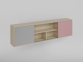 Полка между шкафами 1660 Грэйси (Розовый/Серый/корпус Клен) в Таре - tara.katalogmebeli.com | фото