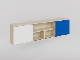 Полка между шкафами 1660 Скай (Синий/Белый/корпус Клен) в Таре - tara.katalogmebeli.com | фото