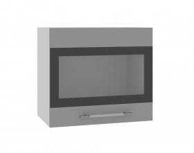 Ройс ВПГСФ 500 Шкаф верхний горизонтальный со стеклом с фотопечатью высокий (Белый софт/корпус Серый) в Таре - tara.katalogmebeli.com | фото