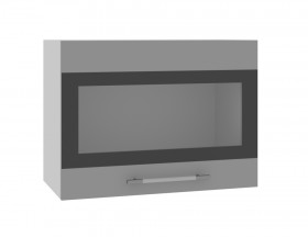 Ройс ВПГСФ 600 Шкаф верхний горизонтальный со стеклом с фотопечатью высокий (Белый софт/корпус Серый) в Таре - tara.katalogmebeli.com | фото