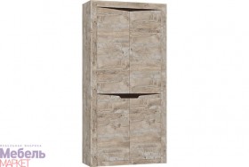 Шкаф 2-х створчатый комбинированный Хилтон (Дуб юкон/Гранж) в Таре - tara.katalogmebeli.com | фото