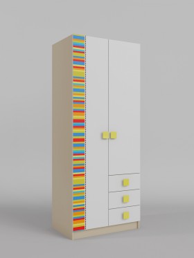Шкаф 2-х створчатый с ящиками Клаксон без машинок (Белый/корпус Клен) в Таре - tara.katalogmebeli.com | фото