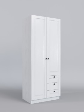 Шкаф 2-х створчатый с ящиками Классика (Белый/корпус Выбеленное дерево) в Таре - tara.katalogmebeli.com | фото