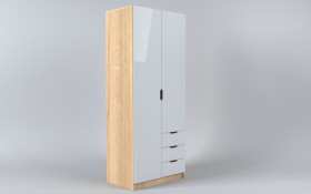 Шкаф 2-х створчатый с ящиками Лофт (Белый/корпус Дуб Сонома) в Таре - tara.katalogmebeli.com | фото