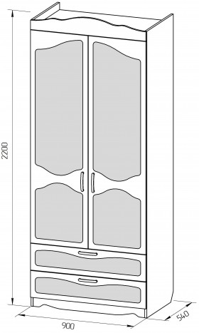 Шкаф 2-х створчатый с ящиками серии Иллюзия 31 Светло-сиреневый в Таре - tara.katalogmebeli.com | фото 2