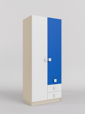 Шкаф 2-х створчатый с ящиками Скай (Синий/Белый/корпус Клен) в Таре - tara.katalogmebeli.com | фото