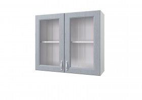 Шкаф 80 с 2-мя витринами Принцесса (Серый/корпус Белый) в Таре - tara.katalogmebeli.com | фото