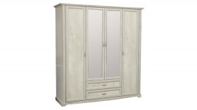 Шкаф для одежды "Сохо" (бетон пайн белый/2 ящика/зеркало) в Таре - tara.katalogmebeli.com | фото