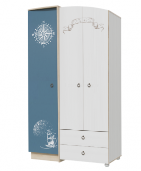 Шкаф для одежды Бриз 1200 Дуб ривьера/ Рамух белый/синий в Таре - tara.katalogmebeli.com | фото
