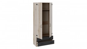 Шкаф для одежды комбинированный «Окланд» (Фон Черный/Дуб Делано) в Таре - tara.katalogmebeli.com | фото 2