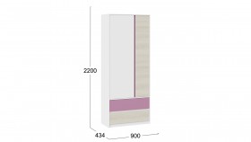Шкаф для одежды комбинированный «Сканди» Дуб Гарден/Белый/Лиловый в Таре - tara.katalogmebeli.com | фото 5