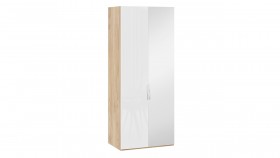 Шкаф для одежды с 1 глухой и 1 зеркальной дверями правый «Эмбер» Яблоня Беллуно/Белый глянец в Таре - tara.katalogmebeli.com | фото