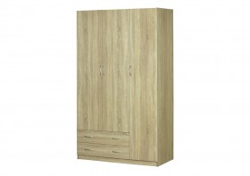 Шкаф для платья и белья 3-х дверный без зеркала Дуб Сонома в Таре - tara.katalogmebeli.com | фото