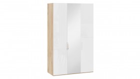 Шкаф комбинированный с 2 глухими и 1 зеркальной дверями правый «Эмбер» Яблоня Беллуно/Белый глянец в Таре - tara.katalogmebeli.com | фото