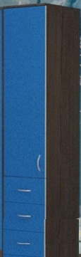 Шкаф-пенал №2 (закрытый) Бодего темный/Голубой в Таре - tara.katalogmebeli.com | фото 1